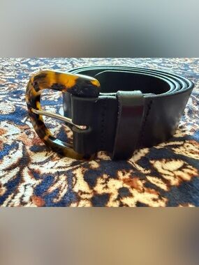 J. Crew Leather Belt with Tortoiseshell-Style Buckle